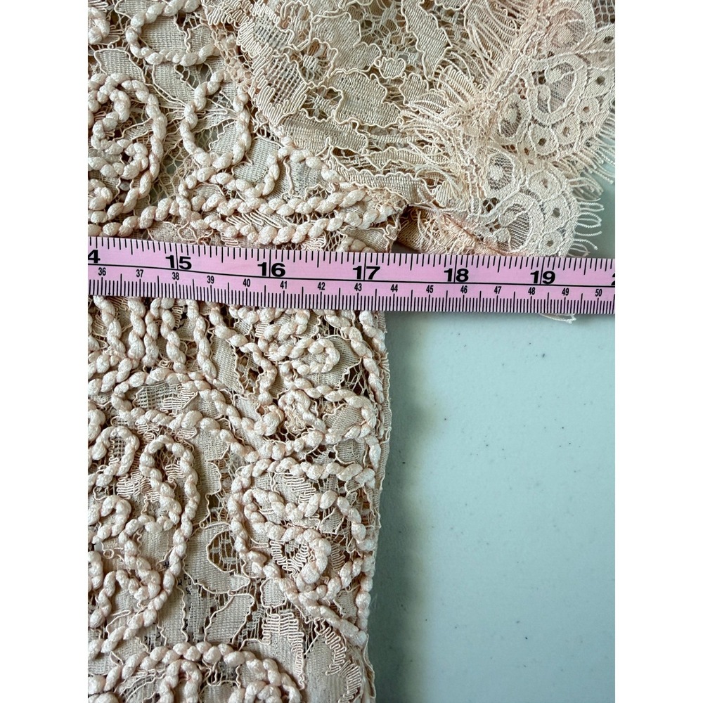 NWT Zara Peach Floral Lace Short Sleeve Mock Neck Crop Top S New - Picture 7 of 9
